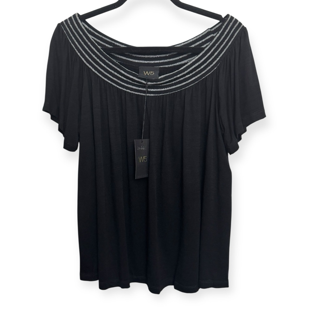 Anthropologie: W5‎ Women’s Black Blouse with Silver Accents Size M
